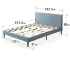 Zinus Nelly Fabric Double Bed Frame - Light Blue