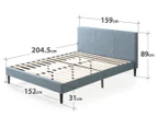 Zinus Nelly Queen Bed Frame Fabric Upholstered Platform Base - Light Blue