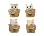 4Pcs Shaking Head Cat Ornaments Vivid Expression Clear Lines Solid Car Dashboard Nodding Cat Toys for Home