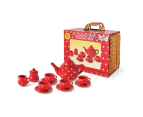 Children's 13 Piece Porcelain Picnic Tea Set In A Basket Red