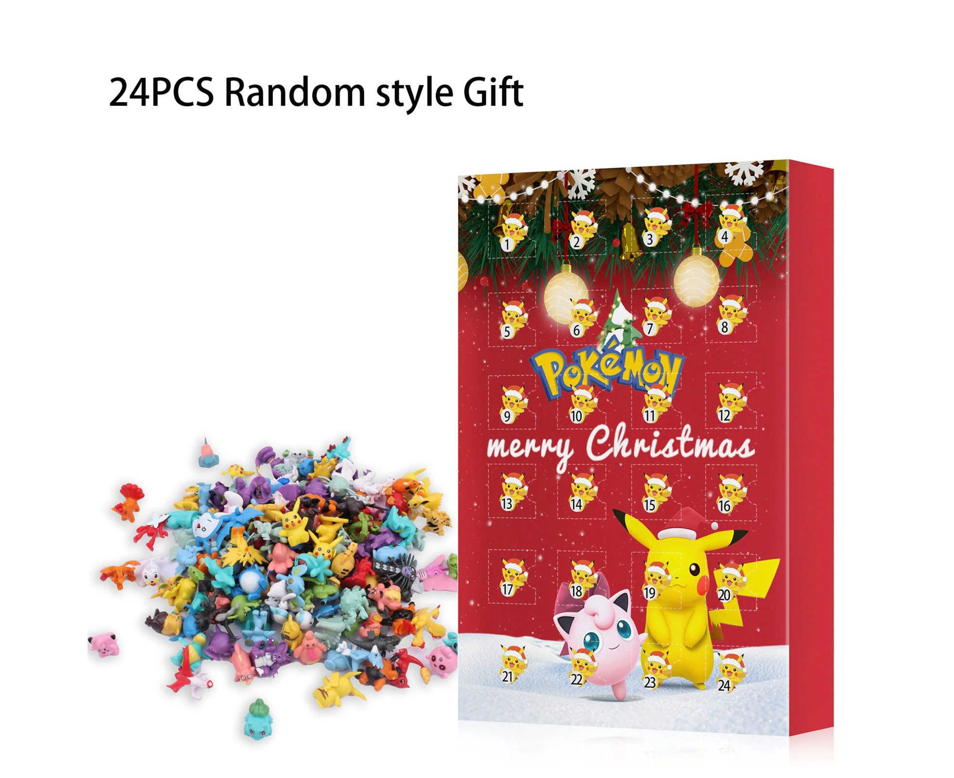 24Pcs/Set Pokemons Blind Box Various Cute Pikachus Psyduck Anime Figure Model Toy Collection Christmas Advent Calendar Blind Box Christmas Gift