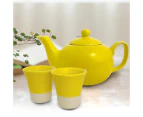 Ceramics Single Serve Teapot + Tea Cups (set of 2) - Yellow - Teapot + Tea cups (set of 2)