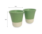 Ceramics Single Serve Teapot + Tea Cups (set of 2) - Green - Tea Pot Only