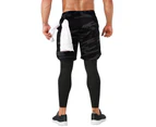 Bonivenshion Men's 2 in 1 Running Pants Gym Workout Compression Pants for Men Training Athletic Pants-Multi