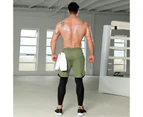 Bonivenshion Men's 2 in 1 Running Pants Gym Workout Compression Pants for Men Training Athletic Pants-Green