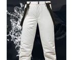 Athletic Trousers Wear-resistant Thick Polyester Winter Ski Snowboarding Pants for Outdoor-Beige-white