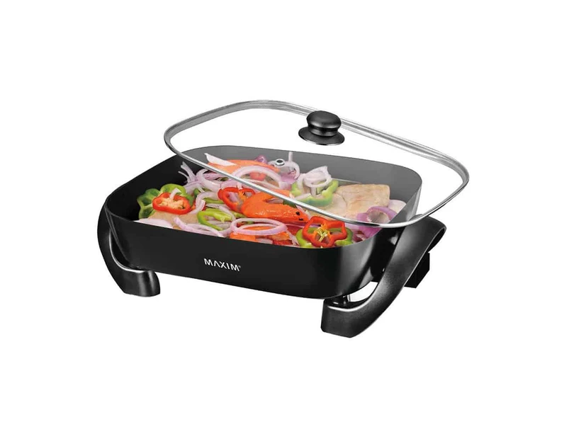 Maxim Kitchenpro Electric Frypan Cooker 29cm with glass lid