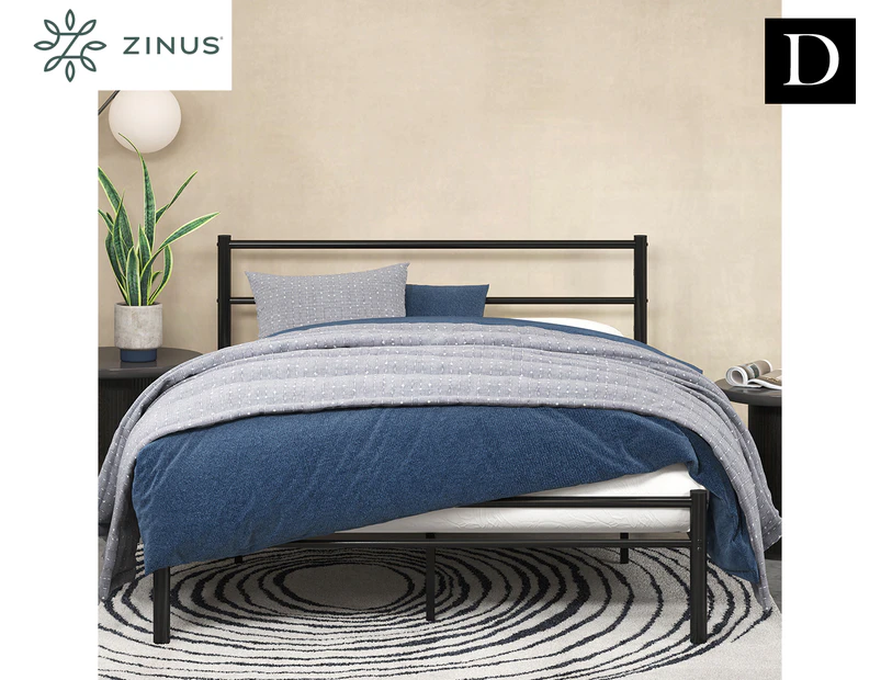 Zinus Geraldine Metal Double Bed Frame w/ Headboard & Footboard - Black