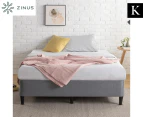 Zinus Keenan Ensemble Fabric Bed Frame Metal Steel Platform Base Dark Grey - King Size