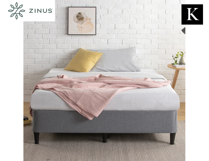 Zinus Keenan Ensemble Fabric Bed Frame Metal Steel Platform Base Dark Grey - King Size