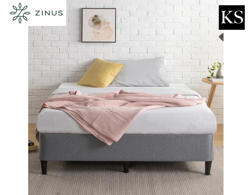 Zinus Keenan Ensemble Fabric Bed Frame Metal Steel Platform Base Dark Grey - King Single Size