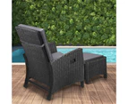 Livsip Outdoor Setting Recliner Chair Table Set Wicker Lounge Patio Furniture 3Pcs/Set