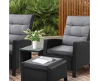 Livsip Outdoor Setting Recliner Chair Table Set Wicker Lounge Patio Furniture 3Pcs/Set