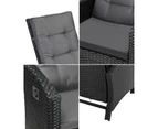 Livsip Outdoor Setting Recliner Chair Table Set Wicker Lounge Patio Furniture 3Pcs/Set