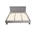 Oikiture Bed Frame King Size RGB LED Beds Grey Fabric