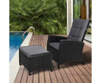 Livsip Sun lounge Recliner Chair Wicker Lounger Sofa Day Bed Outdoor Furniture Patio Garden with Cushion Ottoman