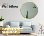 50cm GOLD MIUZ Metal Frame Round Wall Mirror Bathroom Makeup Mirror Rustic