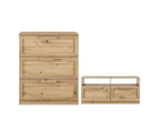 Allure Chest of 3 Drawers Dressers Tallboys + 110CM Entertainment Cabinet Bedroom Furniture set