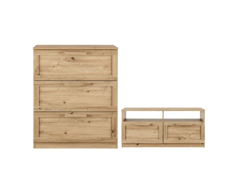 Allure Chest of 3 Drawers Dressers Tallboys + 110CM Entertainment Cabinet Bedroom Furniture set