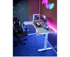 MIUZ 160cm White RGB LED Gaming Desk Computer Home Office Writing Desk Racer Table Carbon Fiber