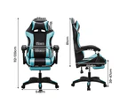 Furb Gaming Chair Racing Recliner Footrest Executive Office Chair Lumbar Support With Headrest Cyan