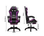 Furb Gaming Chair Racing Recliner Footrest Executive Office Chair Lumbar Support Headrest Purple