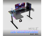 MIUZ 160cm Black RGB LED Gaming Desk Computer Home Office Writing Desk Racer Table Carbon Fiber