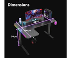 MIUZ 160cm Black RGB LED Gaming Desk Computer Home Office Writing Desk Racer Table Carbon Fiber