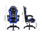 Furb Gaming Chair Racing Recliner Footrest Executive Office Chair Lumbar Support With Headrest Blue