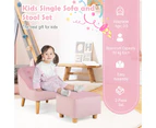 Giantex Kids Sofa Set w/Ottoman Toddler Single Sofa Chair Velvet Children’s Couch for Playroom Nursery,Pink