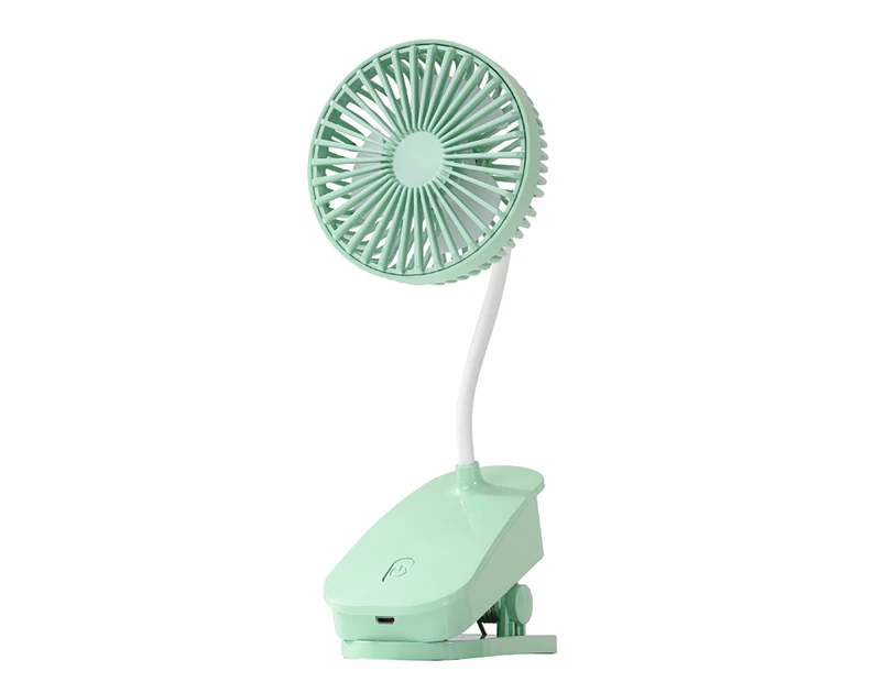 Cooling Fan Silent Strong Wind Rechargeable Summer Desk Clip on Mini Portable Fan for Dormitory-Green
