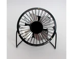 Mini Fan Silent Strong Wind USB Charging Metal Wrought Iron Student Desk Electric Fan for Office-Black
