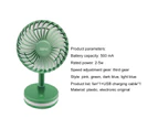 1 Set 500mAh USB Rechargeable 3 Speeds Desk Fan Non-slip Stable Base Easy to Carry Fast Cooling Ultra Quiet Mini Fan for Office-Green