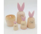5Pcs/Set Russian Nesting Dolls Crafted Little White Rabbit Matryoshka Dolls Ornament Home Decoration Gifts for Kids