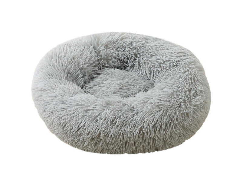 Machine Washable Calming Donut Cat and Dog Pet Bed - Light Gray- Small