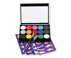 Body Children's Make-Up colors, 15 colors Make-Up Palette 2 pens + 4 templates Children's Face Paint Set