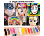 Body Children's Make-Up colors, 15 colors Make-Up Palette 2 pens + 4 templates Children's Face Paint Set