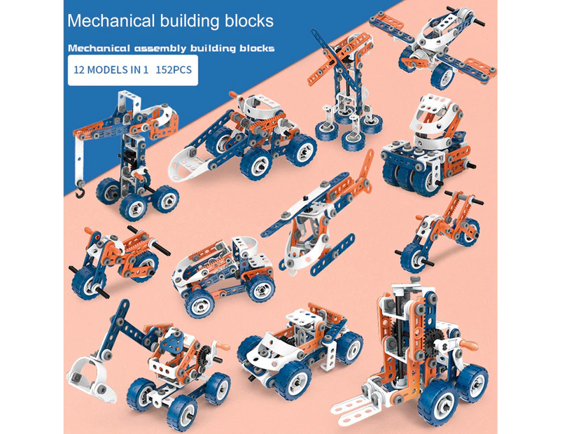 152Pcs Puzzle Blocks Cultivate Color Recognition Fun Plastic Mechanical Assembly Building Blocks for Children