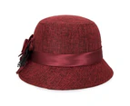 Nirvana Women's Polka Dot Mesh Flower Bowler Bucket Hat Outdoor Sun Visor Basin Cap-Brown