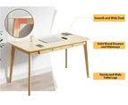 MIUZ Computer Desk Office Study Desks Laptop Table Drawers Workstation Nordic Natural 120x55x72cm - 120cm Birch