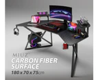 MIUZ Black Gaming Desk Large Size Computer Gaming Office Desk Carbon Fiber Table