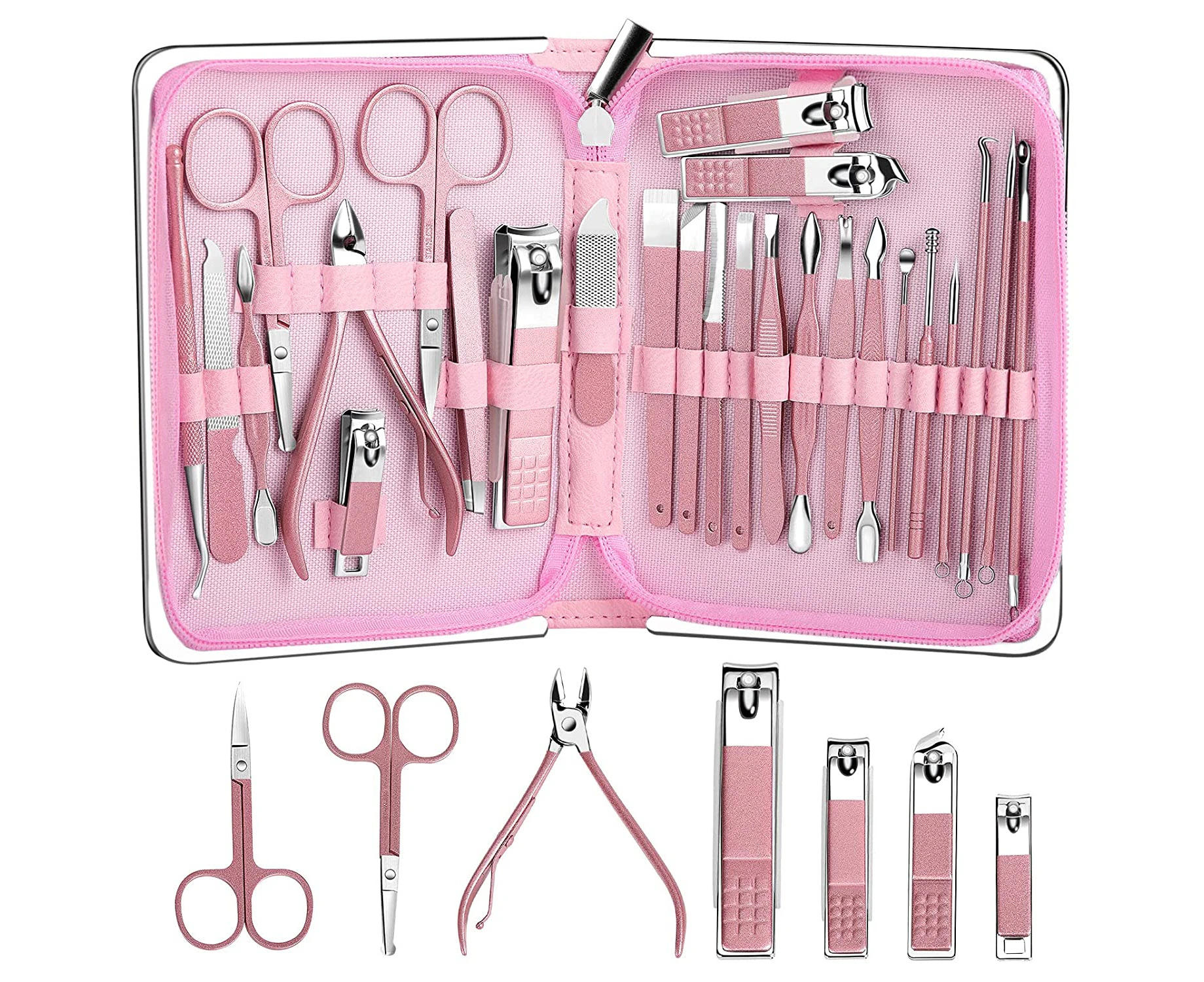 26 PCS Manicure Set, Nail Clippers Sets, Pedicure Kit Stainless Steel Nail Care Tools,Professional Grooming Gift Kit,Travel Manicure Kit,Fingerna