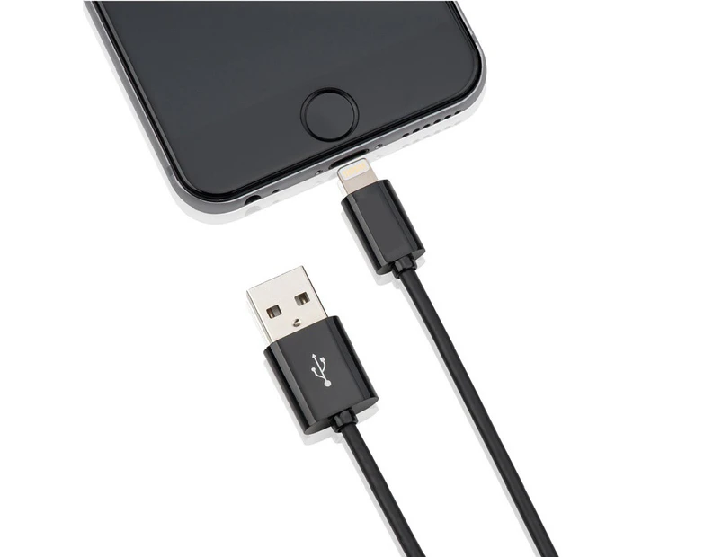 MFi Licensed Apple Lightning USB Cable - Black 1 metre