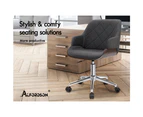 Wooden Office Chair Computer Chairs Home Seat Linen Fabric Grey