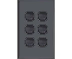 Slim Vertical 6 Gang Wall Plate Light Switch - Gloss Black