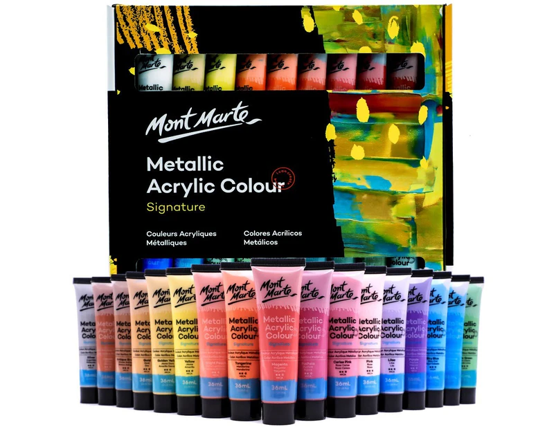 Mont Marte Signature Paint Set - Metallic Acrylic Paint 36pc x 36ml
