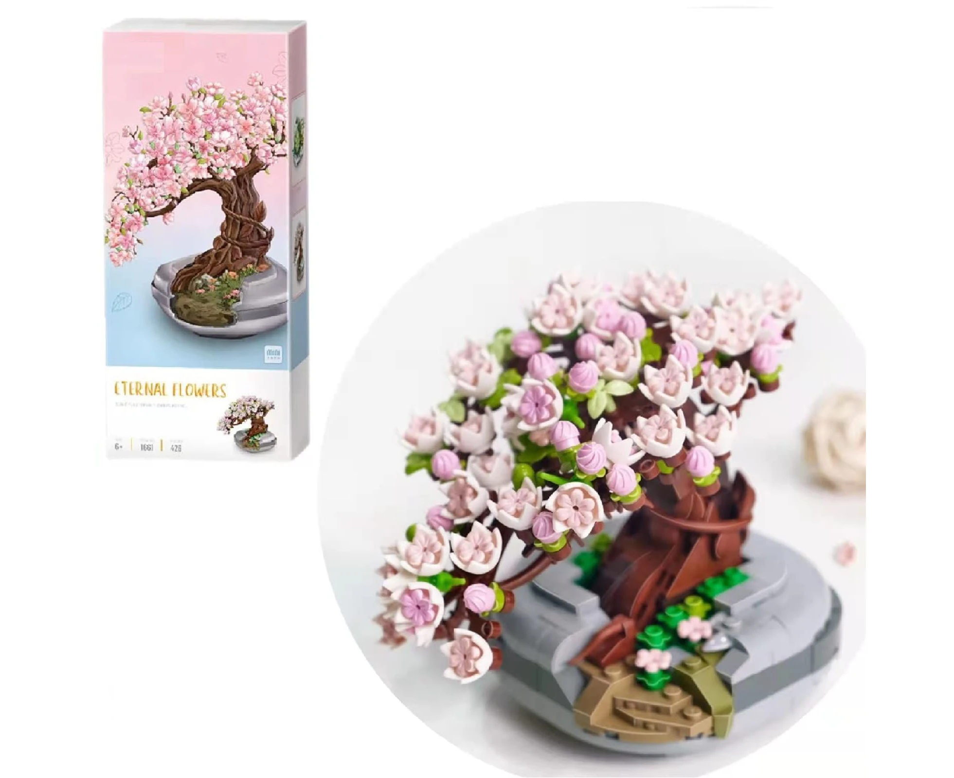 Christmas Cherry Blossom Tree Plant Sets, Mini Botanical Collection & Flower Bouquet Building Kit Creative Gift (426 Pieces)  No Compatible with Lego