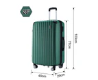 2 Piece Luggage Set Carry On Travel Suitcases Cabin Hard Shell Case Bags Lightweight Rolling Trolley with Wheels TSA Lock Green