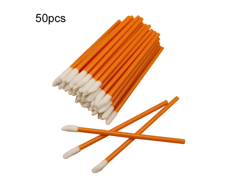 50Pcs Lip Brush Lipstick Disposable Gloss Wands Applicator Stick Makeup Tool Orange