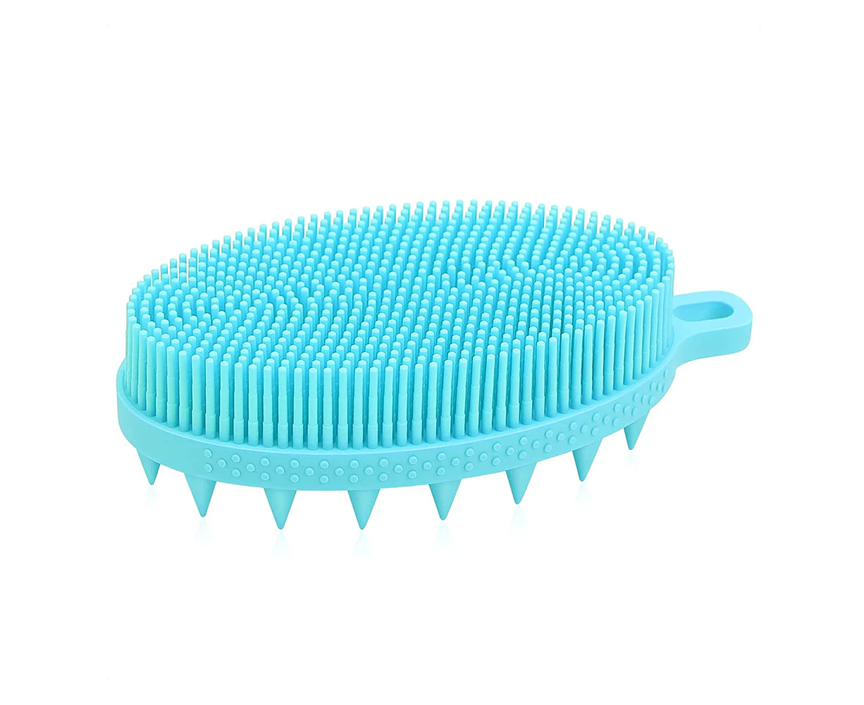 2-in-1 Silicone Body Scrubber - Bath Shower Body Brush and Shampoo Brush Scalp Massager Exfoliator, Deep Cleanse Skin & Hair, Lathers well, Easy to Clean a